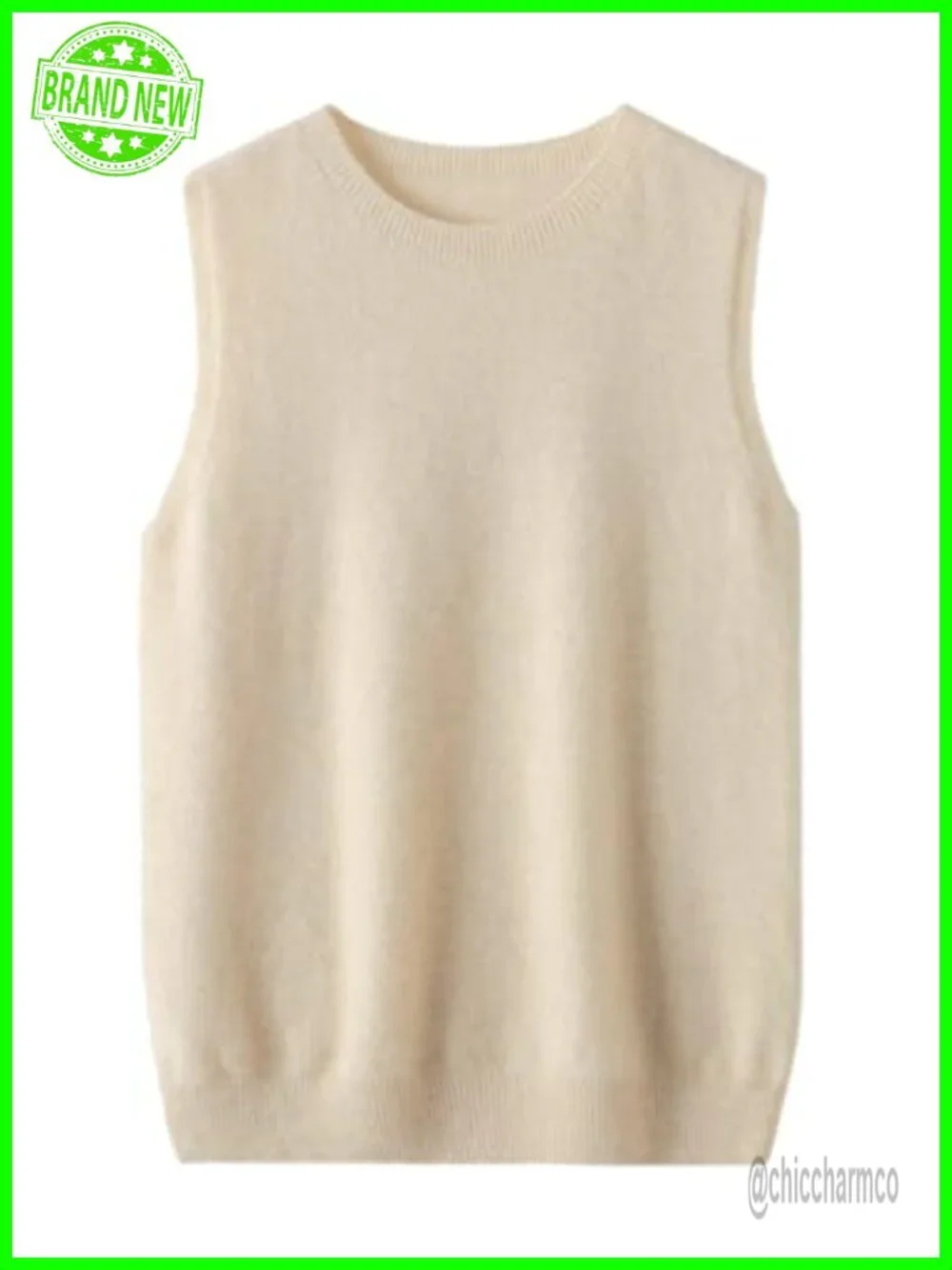 Wool Knit Sweater Vest Crewneck Sleeveless Pullover
